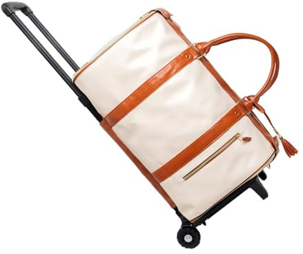 Jenni Bag Reisetasche mit Rädern, Reisetasche My Jenni Damen Faltbare PU Leder Kleidertasche Jenni Große Kapazität mit Schuhfach, beige, Roller, funktionell und modisch