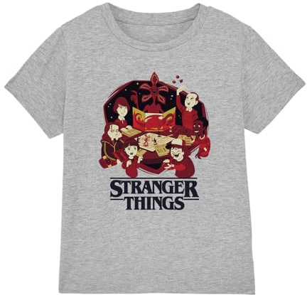 Stranger Things brädspel barn t-shirt, atletisk ljung, 7-8 år, Atletisk Heather, 7-8 År