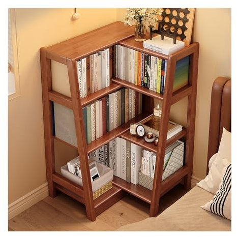ZENY896V Büroschrank Massivholz-Bücherregal, Wohnzimmerwand, versenkbares Schlafzimmer, Nachttisch, Aufbewahrung for Studenten, kleines Bücherregal, trapezförmiges Eckregal Modernes Büromöbel(Bruin)