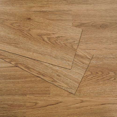 Yenhome 35 Piezas Pegatina de Baldosa Cocina Suelo Vinilo Autoadhesivo Madera Marron Dormitorio Suelo de PVC Espesar Autoadhesivo Efecto Madera para Balcón Salon Impermeable Antideslizante 90x15cm