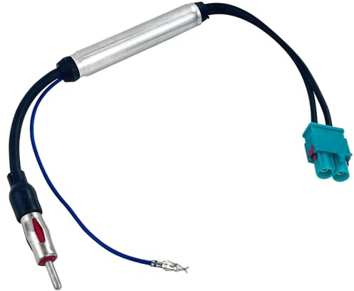 Autoradio Antennenadapter Fakra Splitter, Doppel Fakra Auf DIN Antennenadapter für DAB FM/AM Empfang GPS, Antennen Adapter Autoradio mit Phantomnetzteil