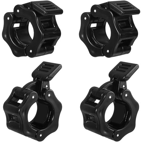 Chanumetal 4 Stück Hantelverschlüsse, Schwarz Langhantel Klemmen, Gewichte Hantel Verschluss für 25/28/30mm Langhantelstange, Dumbbells Schnellverschluss (30mm)