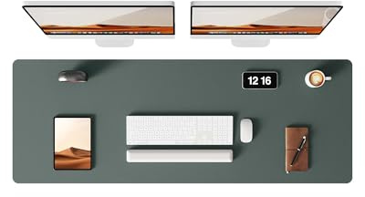 YSAGi Schreibtischunterlage, Großes Leder Mauspad 120x43cm, Dunkelgrün | Premium Schreibunterlage, Rutschfeste Tischunterlage, Multifunktionales Mousepad Schreibtisch Zubehör für Büro & Homeoffice
