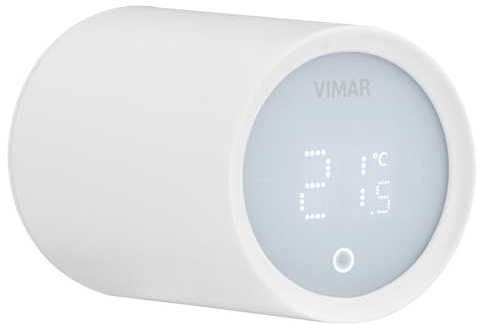 Vimar 03989 Valvola Termostatica Smart per Termosifoni, Controllo Remoto e Vocale, Maggiore Risparmio Energetico, Installazione Facile e Ampia Compatibilità Grazie Agli Adattatori Forniti