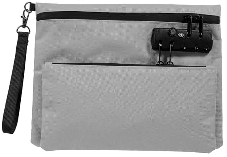 Feuerfeste Dokumententasche 29x22cm Geldtaschen Banktasche mit Reißverschluss Feuerfeste Geldtasche zur Aufbewahrung von Dokumenten Münzen Pässen Bargeld Wertsachen (Grau)