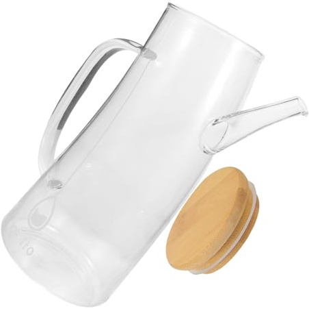 Hemobllo Olio Vetro con Misurino Capacità Dispenser Olio con Beccuccio e Contenitore Oliera per Cucina Versatore e Salse