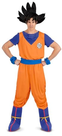 My Other Me Goku-Kostüm für Erwachsene, blau und orange, mit T-Shirt, Schärpe, Hose, Stiefelstulpen und Armreifen Größe L. Entfesseln Sie die Macht des Saiyajin-Kriegers bei jeder Veranstaltung.