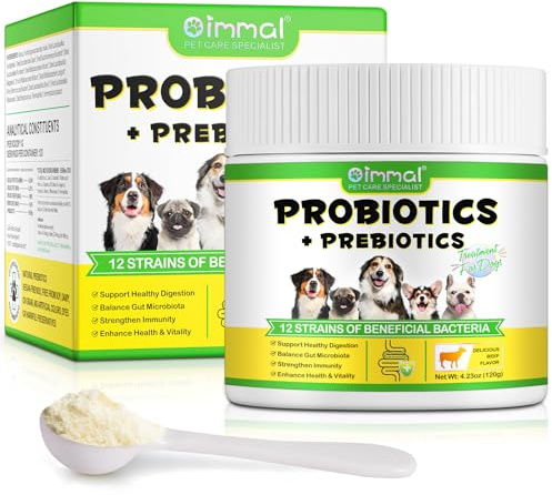 Probiotic Powder for Dogs, Dog Pre and Probiotic Supplement for Gut Health, Digestive Support, All Ages and Breeds with Sensitive Digestion((1 Pot (120g))