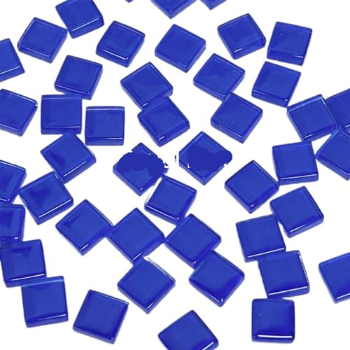 Selbstklebende Mosaikfliesen 50 Stück transparente Mosaikglasfliesen, mehrfarbige Stücke, kostenloser Stein, DIY-Mosaikstein, Kunsthandwerker können sie for Kunst verwenden(Blue)