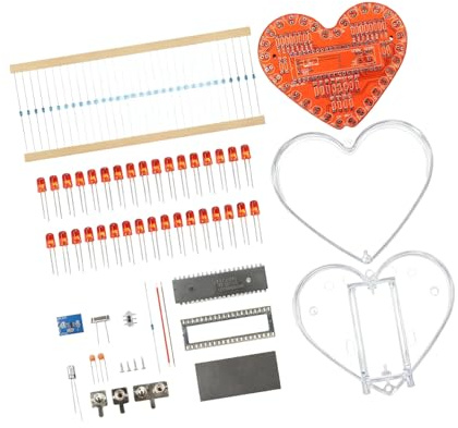 Kit d'entraînement à souder débutant avec lumière LED clignotante en forme de cœur et guide d'assemblage détaillé pour le soudage du module cardiaque extensible du microcontrôleur