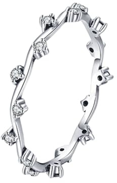 Anello Donna Oro Bianco, Donna Oro bianco Anello delicato con moissanite
