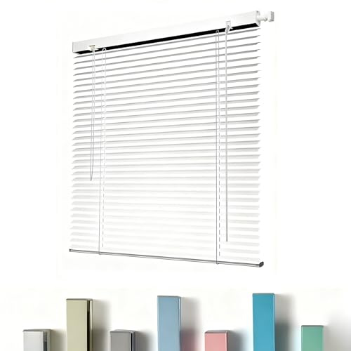 Generic ﻿Venetian Blinds No Drill for Windows, Blackout Horizontal Window Blinds & Shades Custom, Privacy Blind Cordless for Indoor Home Office Room Windows Easy Install(White)