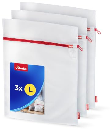 Vileda Tvättnät för tvättmaskin set om 3 XL 50 x 60 cm – tvättpåse av slitstark polyester med dragkedja för skjortor, tröjor, fina kläder, behåar, underkläder, jeans, babykläder
