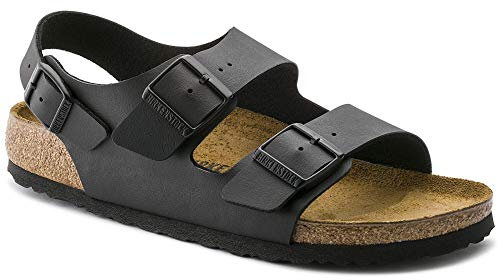 BIRKENSTOCK Classic Milano Leder 34191, Riemchensandalen, Schwarz (Schwarz 49), 40 EU (7 UK)