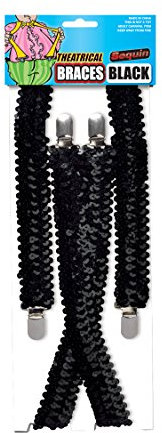 Bristol Novelty BA1025 hängslen med paljetter, svart