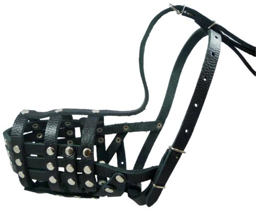 Maulkorb #12 aus Leder, mit Dobermann, Collie, Umfang 29,2 cm, Schnauzenlänge 12,7 cm, Schwarz