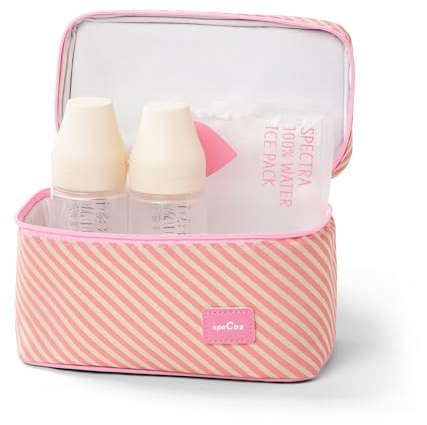 Spectra - Cooler Bag Storage Kit for Breast Milk - Pink (Ice Pack and 2 Wide Neck Bottles)