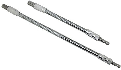 AUTOTOOLHOME 2pc Flexible Extension Drill Bit Holder Flex Shaft Impact Driver for Hand Ratchet Screwdriver Bits Quick Change Magnetic 1/4 Hex Shank