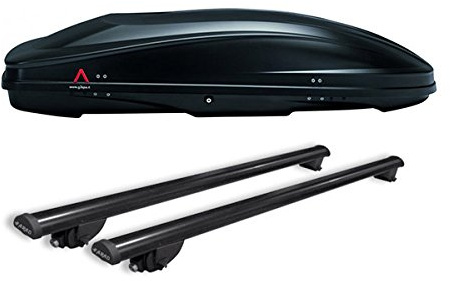 Farad BM61FI30+AZ03060032 - Box da Tetto G3 Spark 480 + Barre PORTATUTTO Acciaio per Auto con Railing O MANCORRENTI