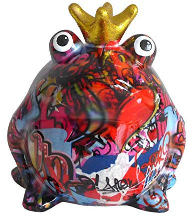 Spardose Frosch Froschkönig Graffiti rot Pomme Pidou 15x17 Sparbüchse Geldgeschenk