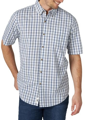 Wrangler Authentics Camisa clásica de Manga Corta para Hombre, a Cuadros, Cuadros Azules, XXX-Large