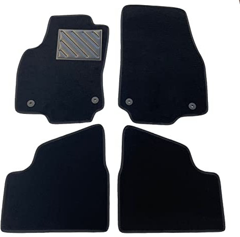 Fußmatten für Opel Astra H/GTC/SW ab Baujahr 2004 bis 2009, passgenau, rutschfest, verstärktes Gummi-Fersenpolster, Befestigungsknöpfe, Schwarz