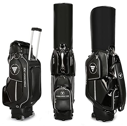 ACXZ Golfbag Cartbag mit 8-Fächern, Golf Carrybag, wasserdichte PU Club Golftasche für Herren Damen (Weiß/Blau/Schwarz)