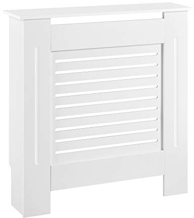 [en.casa] Heizkörperverkleidung Charleston Heizungsverkleidung 78 x 19 x 82 cm Heizkörperabdeckung mit Regal Wohnzimmer Weiß