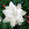 GL-Turelfies Lot de 12 fleurs artificielles - Poinsettia (Étoiles de Noël) pour décoration de sapin de Noël avec paillettes - 15 cm (blanc)