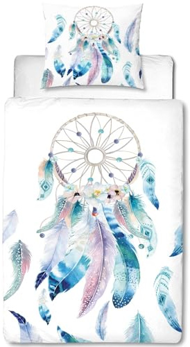MUSOLEI Traumfänger Bettwäsche 135x200 Mädchen Mikrofaser-Polyester 3D Druck Traumfänger Bettbezug 135x200cm mit 1 Kissenbezug 80X80cm süße Dekoration Bettwäsche Set