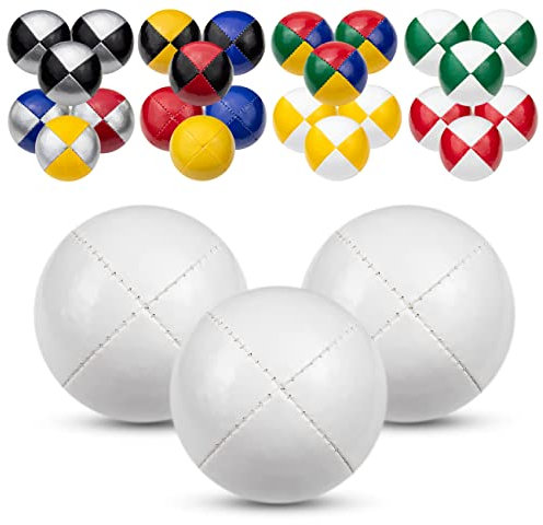 Juggle Dream 3X Pro Thud Jonglierbälle - Set mit 3 professionellen Jonglierbällen mit kostenlosem Online-Lernvideo, perfekt für Anfänger und Experten (Weiß)