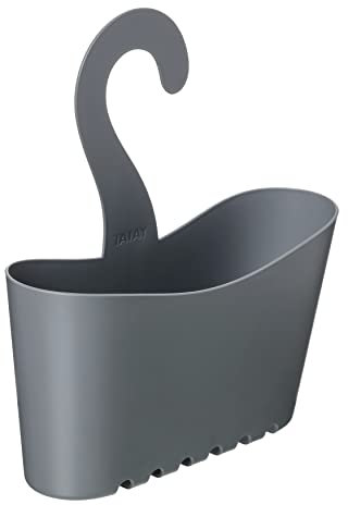 TATAY Duschkorb mit Haken, Polypropylen, Multifunktionskorb, Ermöglicht das Aufhängen des Korbes in der Dusche, Grau, Maße: 25 x 9 x 28 cm