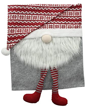 FRANK FLECHTWAREN Stuhlüberzig, Stuhlhusse Weihnachtswichtel, Filz, Kunstfell und Textil, 100% Polyester, Maße: 48 x 54 cm, 3D, Tolle Weihnachtsdeko, ideal für den FestlichenTisch