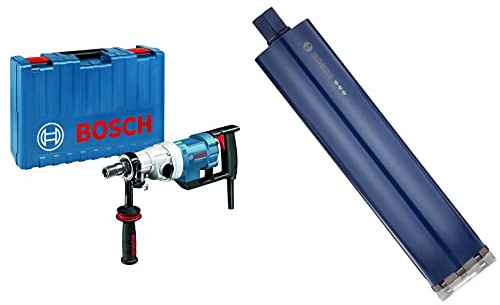 Bosch Professional Nass-Diamantbohrmaschine GDB 180 WE (5,2 kg, 180 mm Bohrbereich, Adapter Staubabsaugung, Kugelhahn, im Koffer) + Diamantnassbohrkronen (für Beton, Ø: 112 mm, Zubehör)