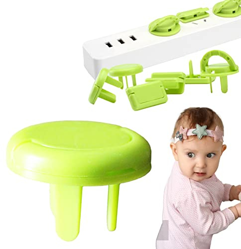 10 Stück Steckdosen für Kinder, schützt Steckdose mit Griff, elektrisch, stoßfest, ohne Schlüssel, für Sicherheit und Schutz für Babys und Kinder (grün)