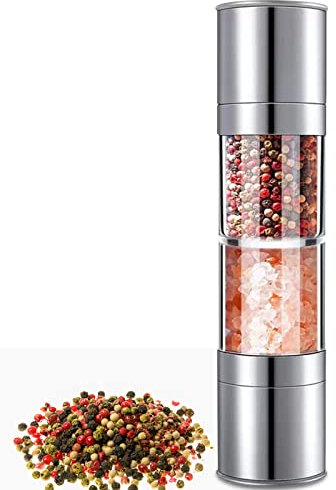2 in 1 Salz und Pfeffermühle manuell einstellbares salzstreuer, mit Verstellbares Keramik-Mahlwerk Geeignet.Für Küchen, Restaurants, Grillständen usw. verwendet