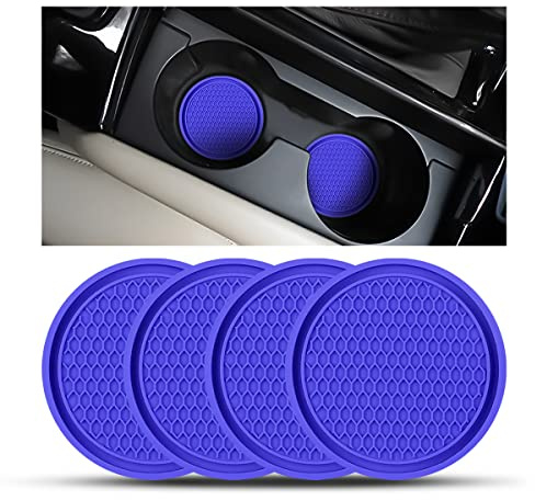 CGEAMDY Posavasos Coche Antideslizante de Silicona, 4 Piezas Posavasos para Coche inserción Antideslizante, Universal Coche PVC Titular la Taza Accesorios Interiores Silicona Posavasos(Azul Oscuro)