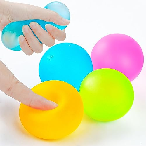 Ainiv 4 Stück Antistressball, Anti Stress Ball Fidget Fun Toy, Massagebälle Handtrainer, Angst abbauen und Beruhigung Sensorische ADHD Spielzeug Geschenk, Wurfball Spielzeug für Erwachsene