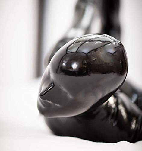 Latexmaske Maske BDSM Geschlossene Vollmaske Maske Lassen AtemlöCher Sklave Fetisch Maske Komplette Erotik Einschränkungen Bondage Maske Geeignet für Cosplay Bühnenperformance,M,Black