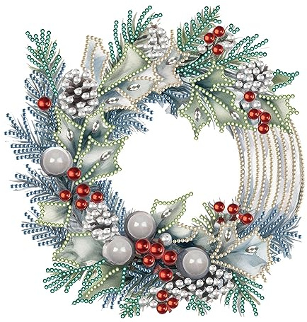 Demiawaking Weihnachtskranz Diamond Painting Bilder Weihnachtsgirlande Diamant Malerei Weihnachten Türkranz, Teilweise speziell Bohr Weihnachten Deko 30x30cm (15)