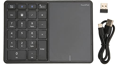 Cyrank Tastierino Numerico con Touchpad, Tastierino Numerico a Doppia modalità 2.4G 22 Tasti Tastiera Numerica dal Design Ergonomico con Touchpad