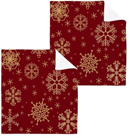 ISAOA SUABO Weihnachtshandtücher Baumwolle Waschlappen Weihnachten Gelb Schneeflocken Fingerspitzen Handtuch Waschlappen Saugfähige Waschlappen Schnell Trocknendes Badetuch für Badezimmer, Spa,