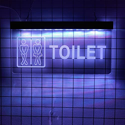 REWIS Divertenti insegne al Neon a LED per Toilette, luci al Neon Plug-in Personalizzate, per insegne Luminose appese a Parete del Bagno dello Studio del Bar del Centro Commerciale,Bianca,30x15cm