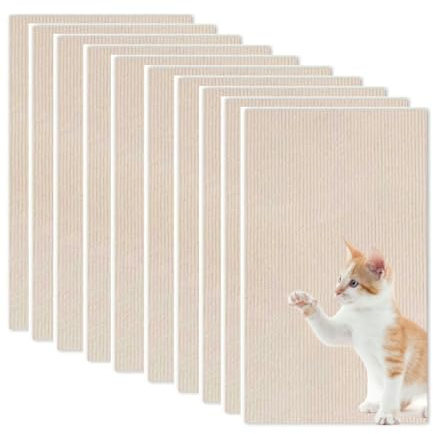 WUZILIN Katze Kratzmatte, Wand Stracther - vielseitige Selbstklebende Ersatz, einfache Verwendung für Katzenbäume, Wand Möbel, Kratzbäume und Couch Schutz (beige, 30 * 60cm, 10er-Pack)