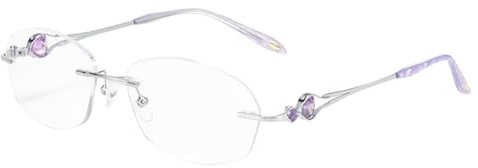 ZGYOZMNG Klassische randlose Lesebrille für Frauen, blockiert blaues Licht, Computer-Lesebrille für Damen, Anti-Blend-Brille gegen Augenermüdung, Roségold, 3,0 x (Violett 1,5 x)