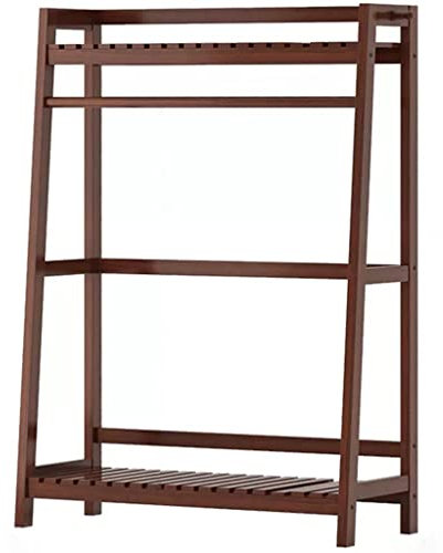 CRRONG Kleiderstange, Schuhbank, Garderobenständer, Kleiderbügel, Kleiderbaum, freistehende Garderobe mit 2 Ablagen, Bambus-Kleiderstangen, Garderobe, Anzug, Hosen, Schuhe, Hüt