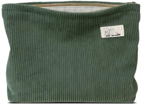 HAPPYHEIDI Large Makeup Bag Travel Cosmetic Pouch, Bronze Olive Green