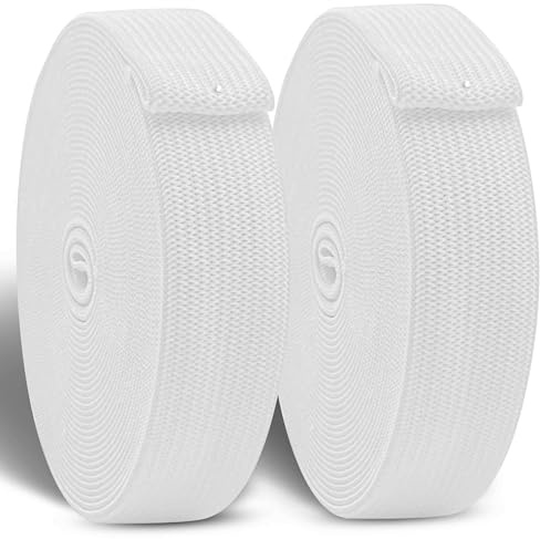 ✮Marque Française✮-CZ Store®- Elastique Couture 15 M (Lot DE 2|)|Largeur 20 MM|✮Garantie A Vie✮ Ruban Elastique Couture Vetement/Pantalon/Perruque- Elastique Noir et Blanc (2-Blanc/Blanc-15 M)