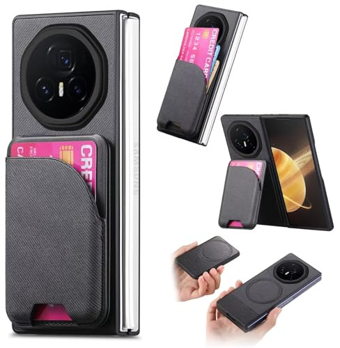 COQUE Funda para teléfono Honor Magic V3 con Soporte para Tarjeta magnética, Compatible con Carga inalámbrica, Tiene función de Soporte, Funda Protectora a Prueba de Golpes Honor Magic V3-Negro