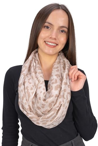 Seasons of April Damen Loop Schal – Hochwertiger Viskose-Seide Mix mit Animal-Print | Dünn, Leicht, Weich - Kiwi
